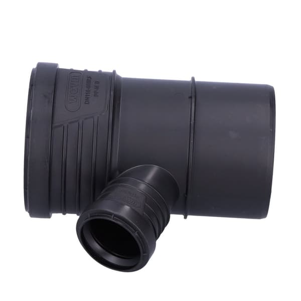 PP-HT Sitech Plus 110x50/67,5 sanitets-T-koppling, för tystgående internt avlopp, svart