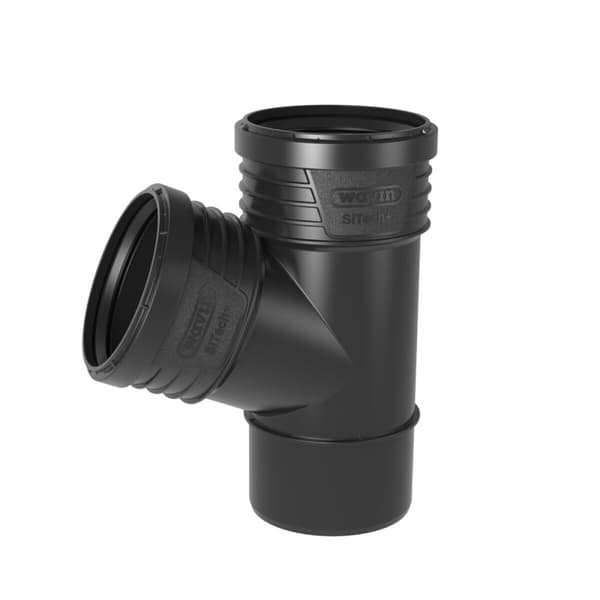 PP-HT Sitech Plus 50x50/67,5 sanitært T-stykke, til støjsvag intern kloakering, sort
