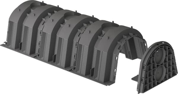 Infiltrationstunnel (kammer) ST-130, kapacitet 130 l, dimensioner: længde/bredde/højde 1190 x 500 x 320 mm, til rensningsanlæg