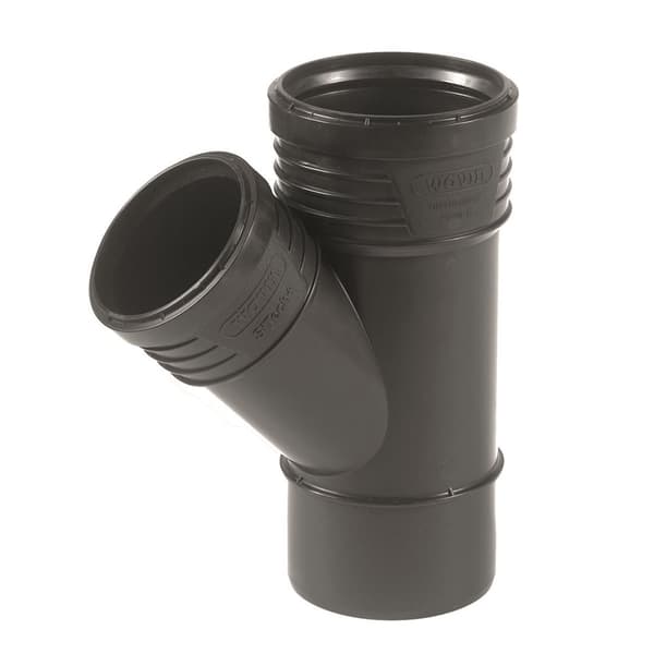 PP-HT Sitech Plus 160x110/45 sanitært T-stykke, til støjsvag intern kloakering, sort