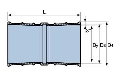 Beskyttelsesmuffe PP 200 med pakning, kort L=11 cm til eksternt spildevand