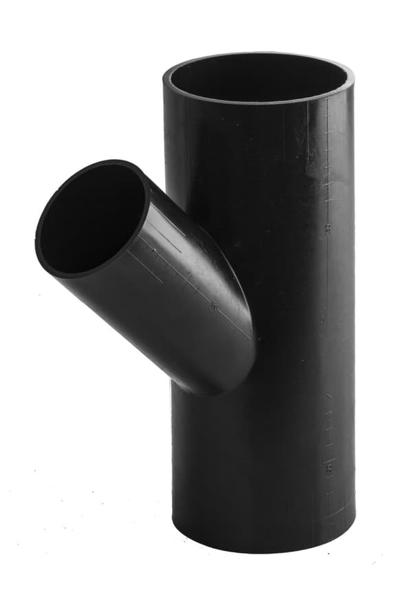 PEHD T-stykke 90x50/45 S12.5, sort, QS (Quick Stream)