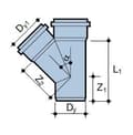 Miniatyrbillede 2 af 2: PP-HT 40x40/45 sanitært T-stykke, til internt spildevand, askefarvet