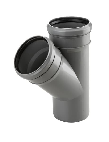 PP-HT 40x40/45 sanitært T-stykke, til internt spildevand, askefarvet