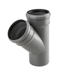 Miniatyrbillede 1 af 2: PP-HT 40x40/45 sanitært T-stykke, til internt spildevand, askefarvet