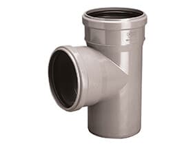 PVC-HT 75x75/88 sanitært T-stykke, til internt spildevand, askefarvet