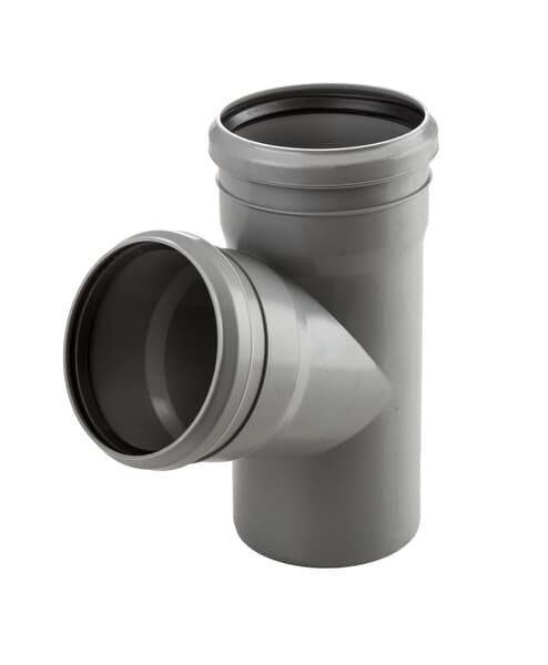 PP-HT 40x40/67 sanitært T-stykke, til internt spildevand, askefarvet