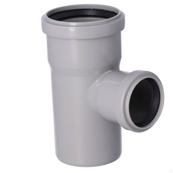 PP-HT 75x50/87,5 sanitært T-stykke, til internt spildevand, askefarvet