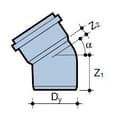 Miniatyrbillede 2 af 2: PVC-HT 110/30 sanitærbøjning, til internt spildevand, askefarvet