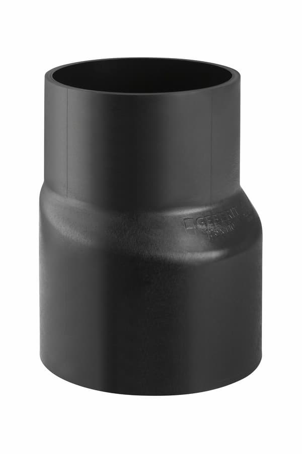 Reduktion (konus) PEHD 200x125 asymmetrisk lang, sort (HDPE spildevand)