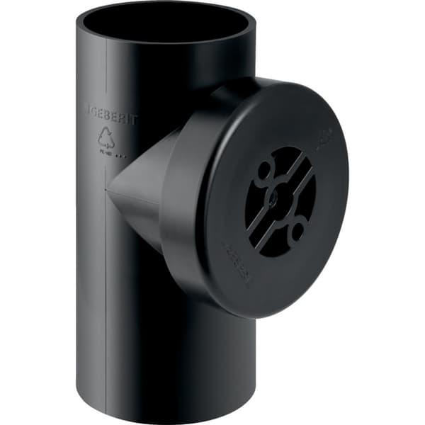 PEHD 110/90 graders rak rengöring med runt inspektionshål, svart (HDPE avloppssystem)
