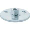 Miniatyrbillede 3 af 5: Monteringsplade med M10 gevindmuffe, indvendigt gevind, rund, 7 cm diameter, 3 huller, galvaniseret stål (HDPE spildevand)