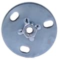 Miniatyrbillede 4 af 5: Monteringsplade med M10 gevindmuffe, indvendigt gevind, rund, 7 cm diameter, 3 huller, galvaniseret stål (HDPE spildevand)