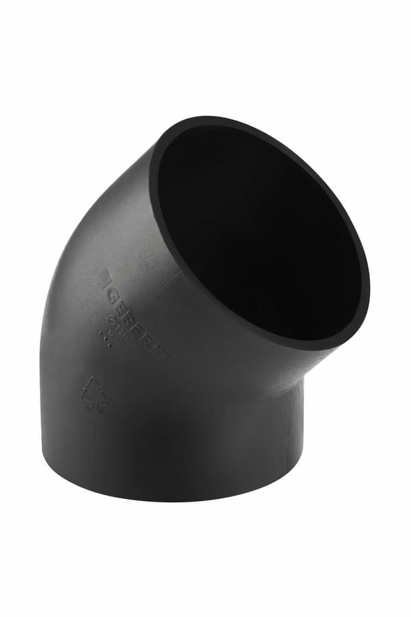 PEHD-bøjning 110/45, sort (HDPE-spildevand)