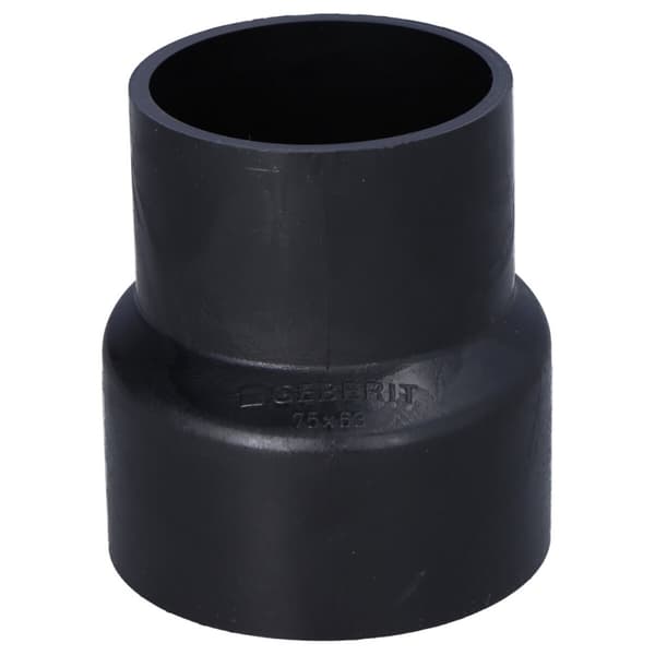 Reduktion (smaller) PEHD 75x63 asymmetrisk kort, sort (HDPE kloaksystem)
