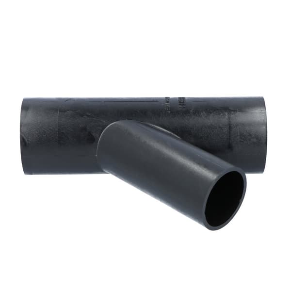 PEHD T-stykke 63x50/45 diagonal, sort (HDPE spildevand)