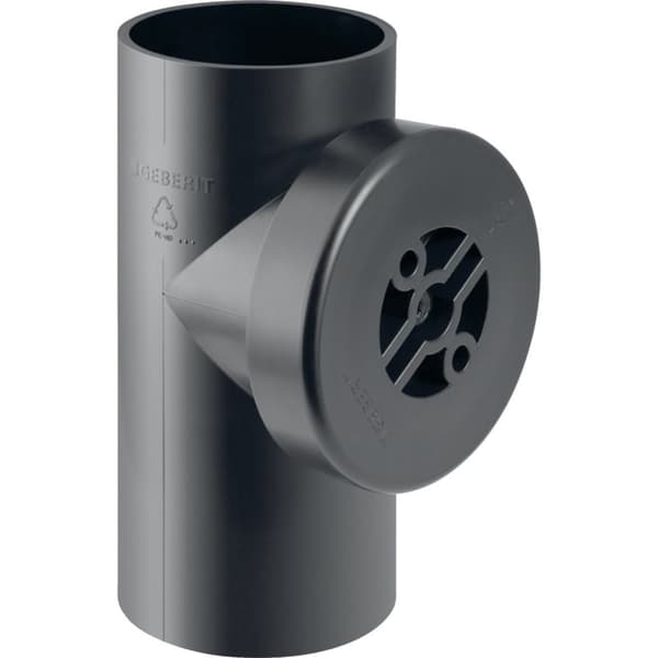 PEHD 75/90 graders lige renser med rundt inspektionshul, sort (HDPE kloaksystem)