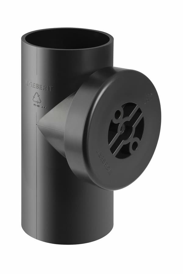 PEHD 75/90 graders lige renser med rundt inspektionshul, sort (HDPE kloaksystem)
