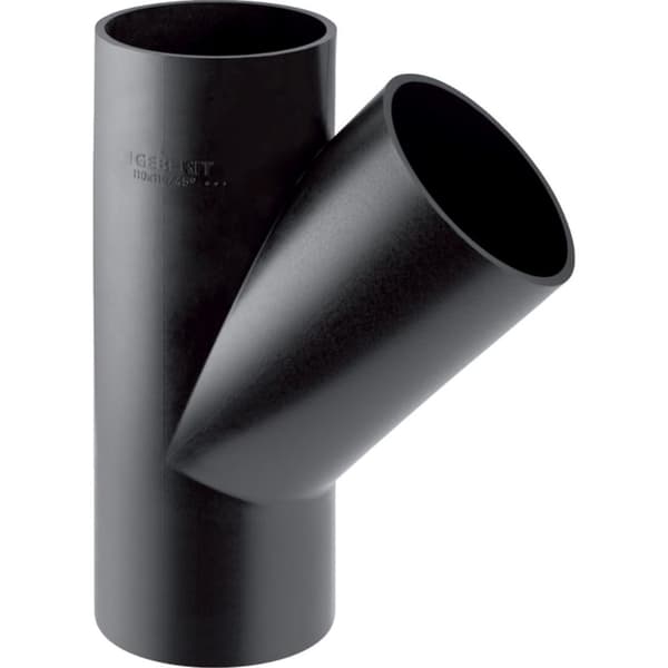 PEHD T-stykke 63x56/45 diagonal, sort (HDPE spildevand)