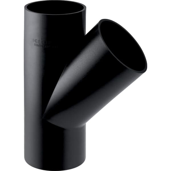 PEHD T-stykke 63x56/45 diagonal, sort (HDPE spildevand)