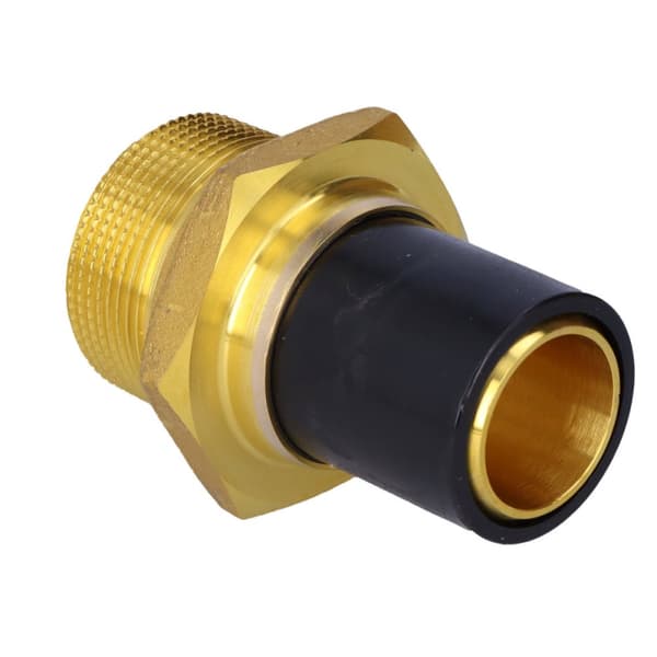 PE-messing adapter med udvendig gevind GZ, d40x1 1/2" PE100, SDR11, PN10 gas/PN16 vand, til montering med en elektrokobling eller elektroreduktion