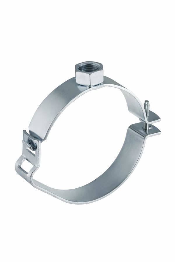 Justerbar rørholder med gevindmuffe 125xGW1/2", indvendig gevind, galvaniseret stål (HDPE spildevand)