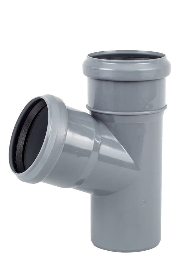 PP-HT 110x110/67 sanitært T-stykke, til internt spildevand, askefarvet, Online