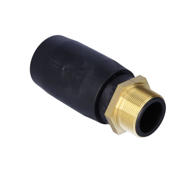 PE-messing overgangsmuffe GZ 63x2"" SDR11 SDR13.6 SDR17 elektrosvejsning, vandgas