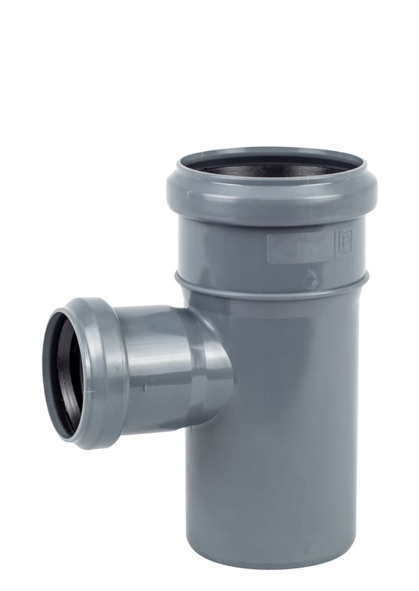 PP-HT 110x75/87 sanitært T-stykke, til internt spildevand, askefarvet, Online