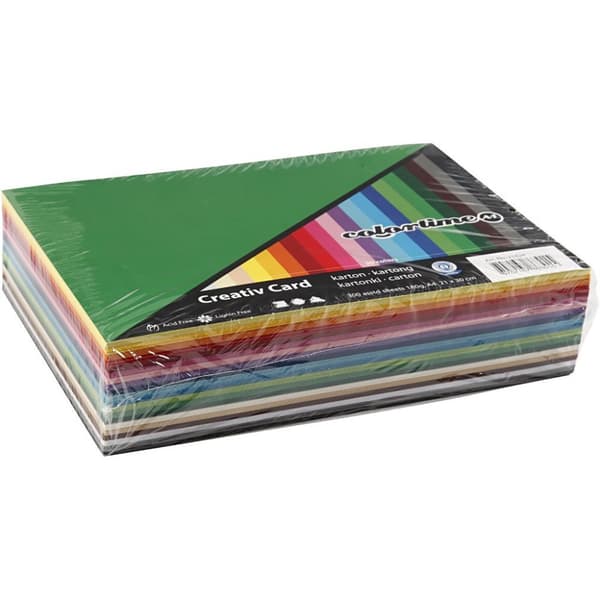 Kartong A4 - 20 Mixade Färger - 180 g - 300 ark