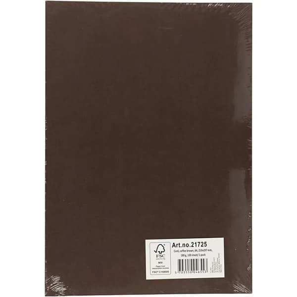 Färgad kartong - A4 - 180 g - Mörkbrun - 100 ark