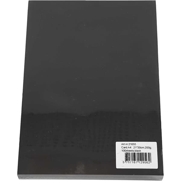 Färgad kartong - A4 - 200 g - Svart - 100 ark