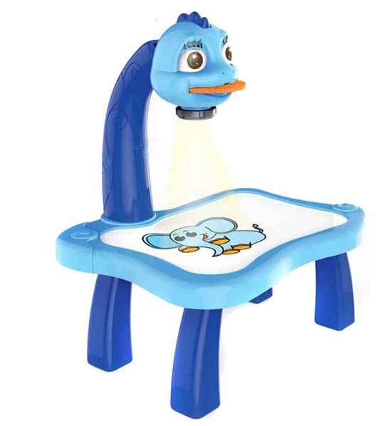 Pedagogiskt set med ritbord och projektor blå