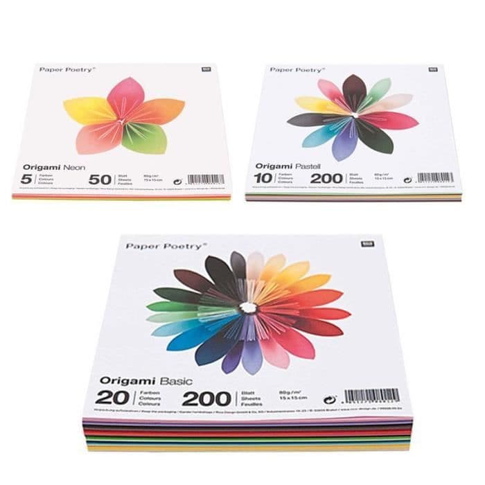 450 Basic + Pastell + Fluo origami ark 15 x 15 cm