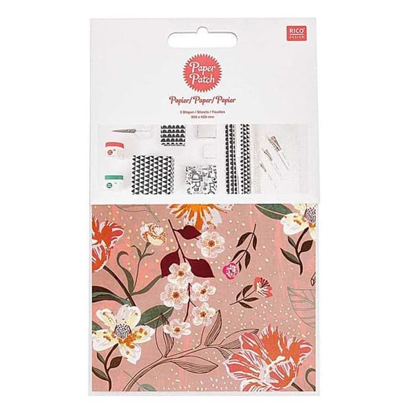 Rosblommigt lapppapper 30 x 42 cm