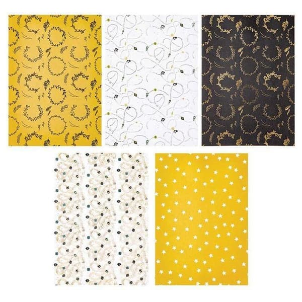 Dekorerat papper A4 - Rico Design - Nostalgisk Jul - Svart/Guld - 30 ark - 120/270 gr/m²