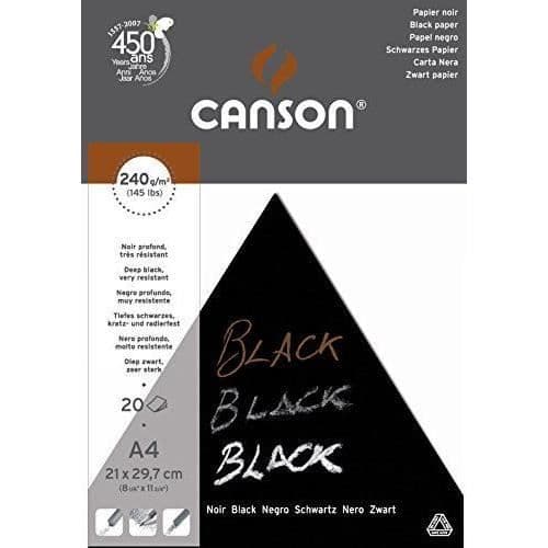 Canson Grafiska konster Svart ritrpapper A4 21 x 29,7 cm 20 ark Djup svart