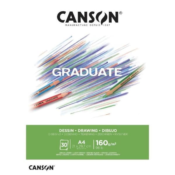 Ritblock - CANSON - Graduate Teckning - 30 blad - Format A4 - Motståndskraftigt papper