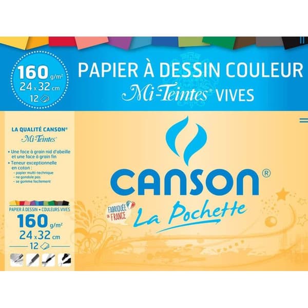 Ritpapperspåse - CANSON - Mi-Teinte - 24 x 32 cm - 160g - 12 ark