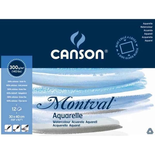 Vattenfärgsblock - CANSON - Montval - 190 x 240 mm - 300 g/m2 - 30 ark