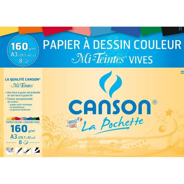 Ritpapperspåse - CANSON - Mi-Teinte - A3 - 160g - 8 ark - Ljusa färger