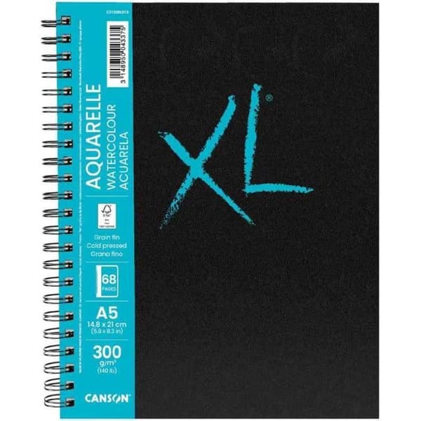 Ritanteckningsbok - CANSON - XL BOK VATTENFÄRG - A5 - 68 sidor - Akvarellpapper 300 g/m2
