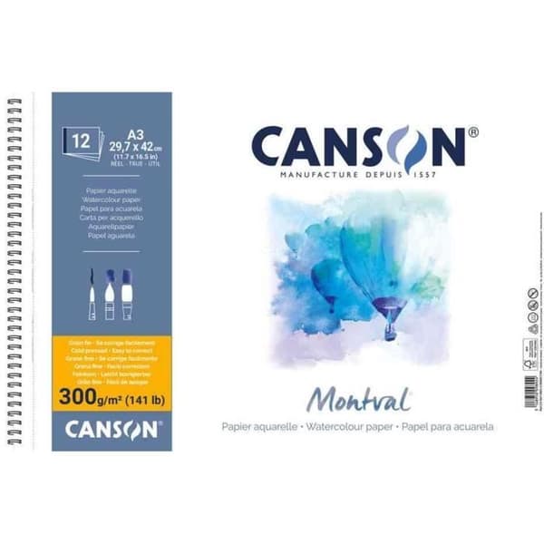 Ritpappersalbum - CANSON - Montval - A3 - 300 g/m2 - 12 mikroperforerade ark