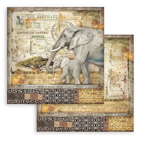 Set med 10 ark scrapbookingpapper 'Savana' från Stamperia (30,5x30,5 cm)