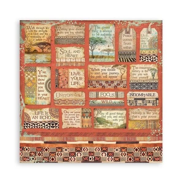 Set med 10 ark scrapbookingpapper 'Savana' från Stamperia (30,5x30,5 cm)