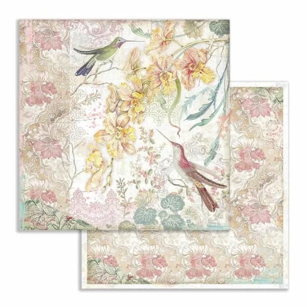 Set med 10 ark scrapbookingpapper 'Orchids and Cats' från Stamperia (30,5x30,5 cm)