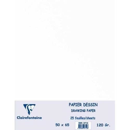 Clairefontaine - Une Rame vitt skiss ritpapper 50x65 cm 25 ark 120 g - 3712C