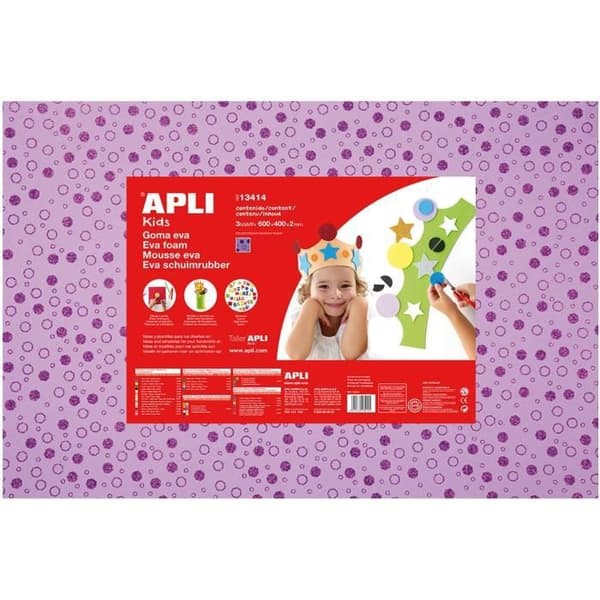 APLI Pouch 1 ark skumgummi - Lilatryckta runda violer