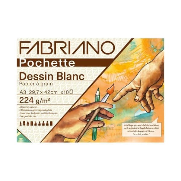 Vitt papper - FABRIANO - Ficka 29,7x42 - 224 g/m² - 10 ark