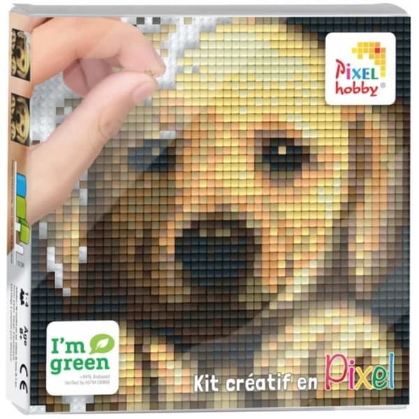 Kreativkit - PIXEL - Tavla 12 x 12 cm - Hund - 3D - Blandat - Från 5 år